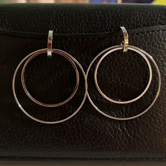 Tocara - Silver Double Hoop Earrings - Picture 1 of 3